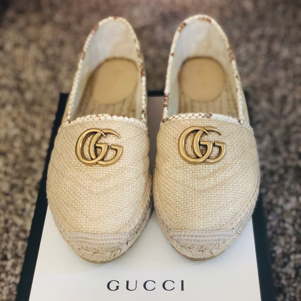Gucci Espadrille Chevron Raffia